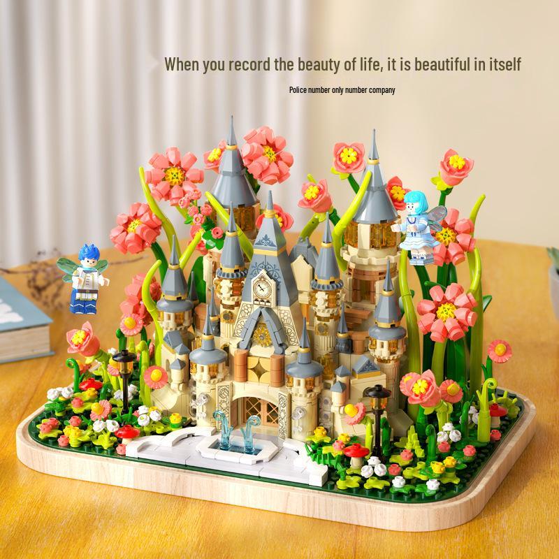 Fermi S2238 Huaylin Castle Preserved Flower Model - Handmade Building Blocks for Kids - Valentine's Day Gift