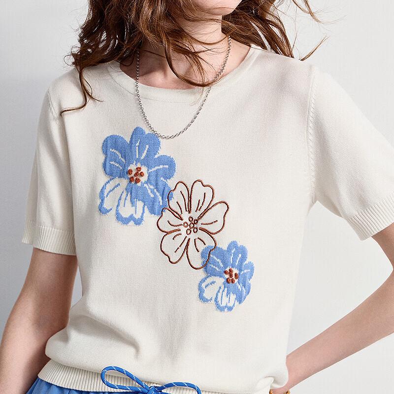 Women's Tencel Floral Jacquard Knit Top