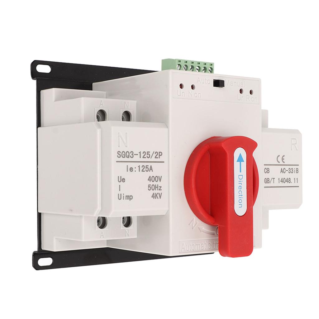 Dual Power Automatic Transfer Switch Red Handle 125A Generator Changeover Switch for Industry 400V