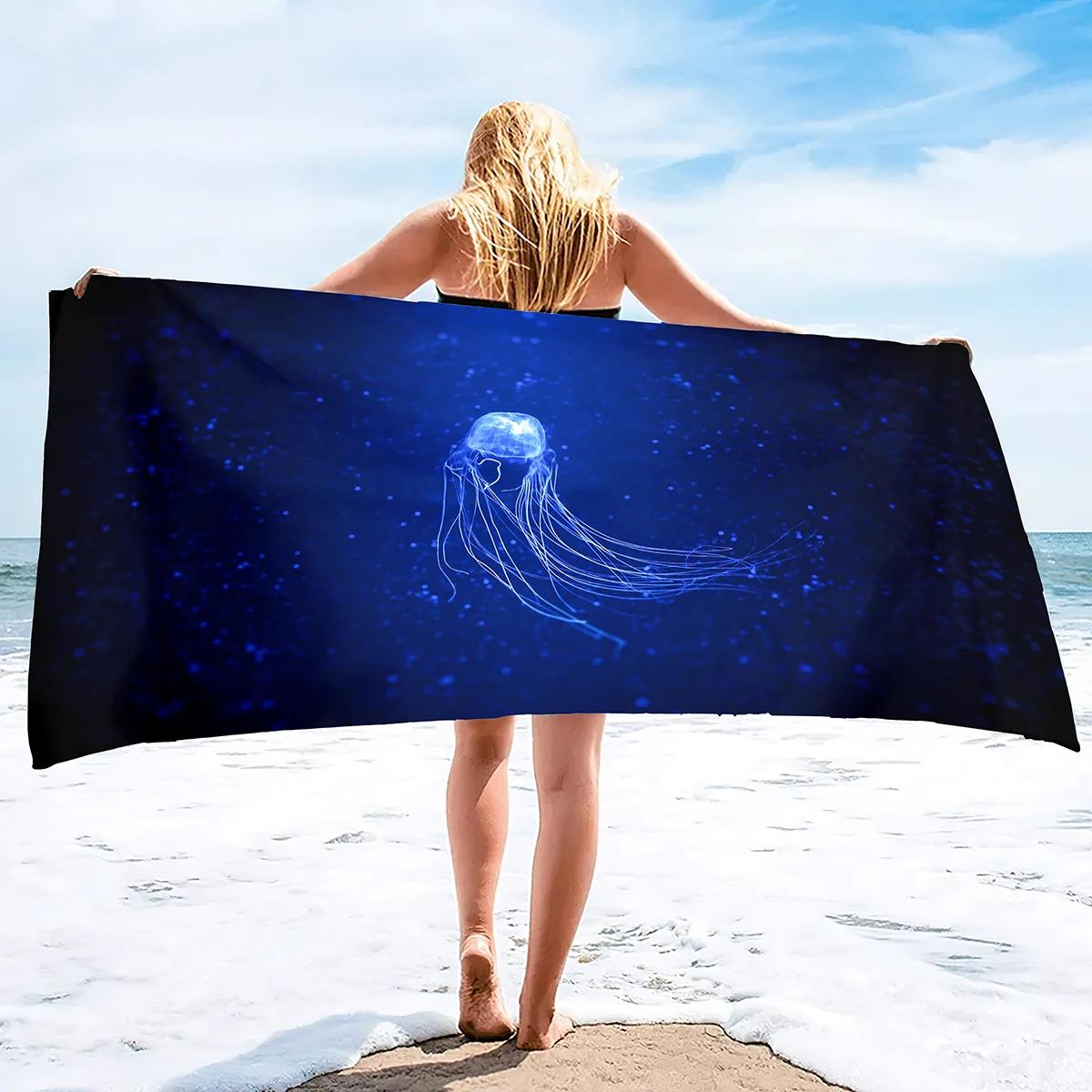 

Jellyfish Printed Soft Beach Towels Super Absorbent, Quick Dry Decorative Pool Towels Lightweight Compact Beach Accessories W40*H60(CM)