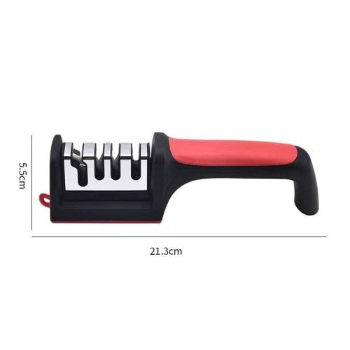 Knife Sharpener, 4-Level Sharpener, Rough Sharpening, Finish Sharpening, Sharpness Recovery, Removable, Hanging Hole