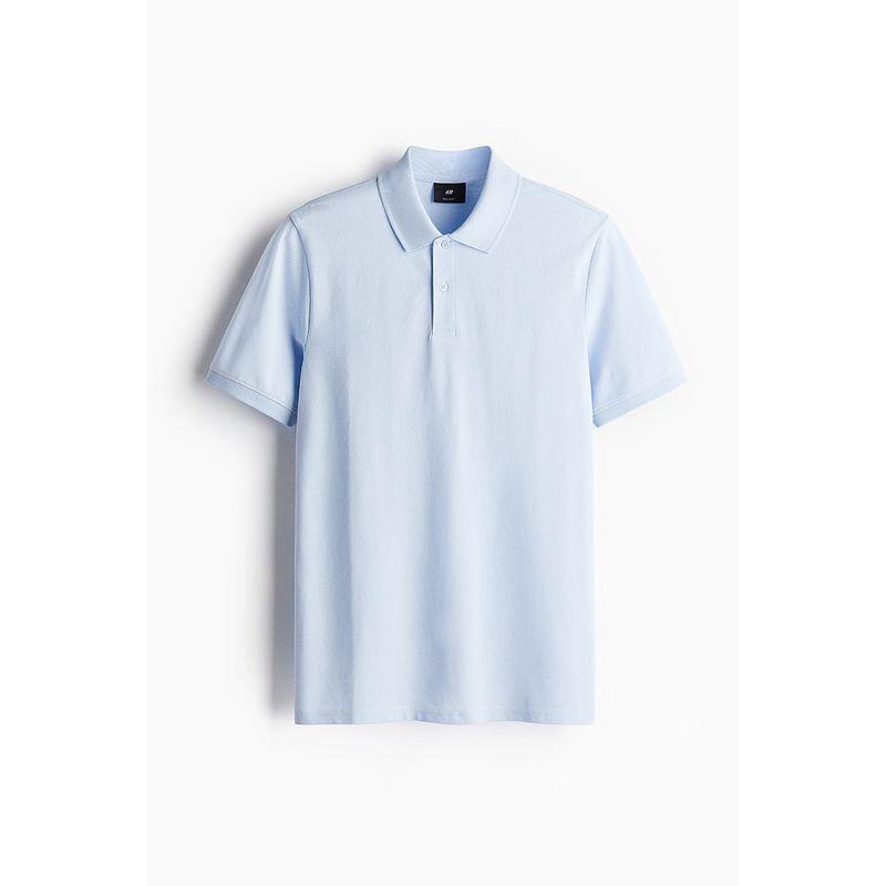 

HM Men s Polo Shirt Summer Pearl Cotton Business Commute Lapel Button Half Cardigan Short Sleeve Tops 1209183 Light Blue 180/116