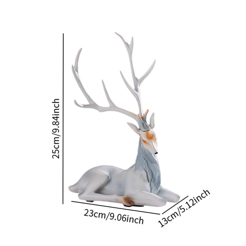 Elk Figurine Deer Statue Modern Resin Collection Desktop Ornament for Bedroom