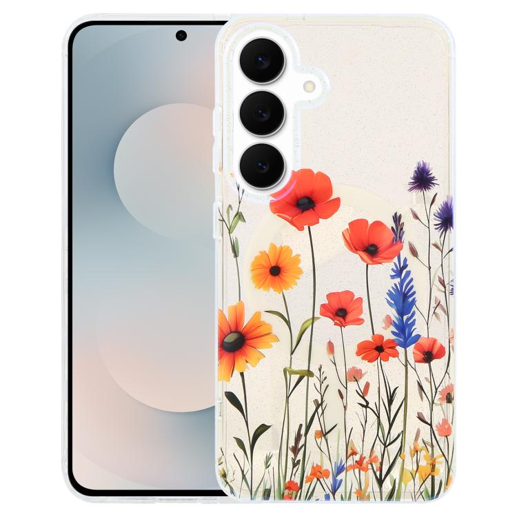 Blue Light Jungle Series Magnetic TPU Phone Case For Samsung Galaxy S24+ 5G, Raised Lens Screen Wireless Charging Protective Cover