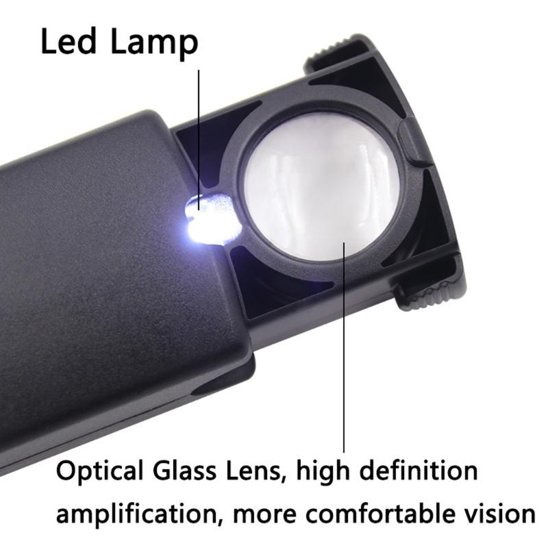Beste Taschenlupe 45-fache Vergrößerung Schubladen-Lupe Vergrößerungsglas mit Licht Ideal zum Würdigen von Antiquitäten Schmuck