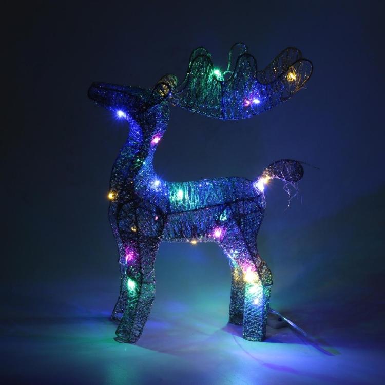 Christmas Wrought Iron Deer Figurine with Led Light Holiday New Year Party Decor