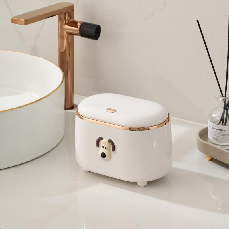 

1 шт. Мини настольный мусорный бак, прочное ведро для хранения, автоматическая выдвижная крышка для туалетных столиков, офиса, ванной комнаты, мусорного бака