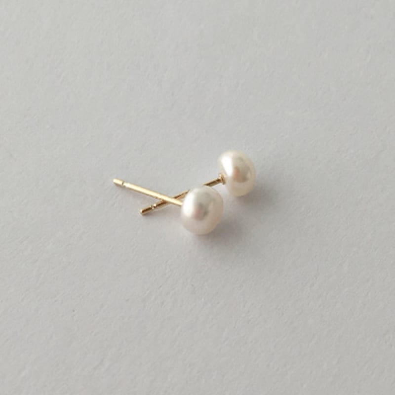modernlike 14K gold-filled silver freshwater pearl piercing earrings 6mm