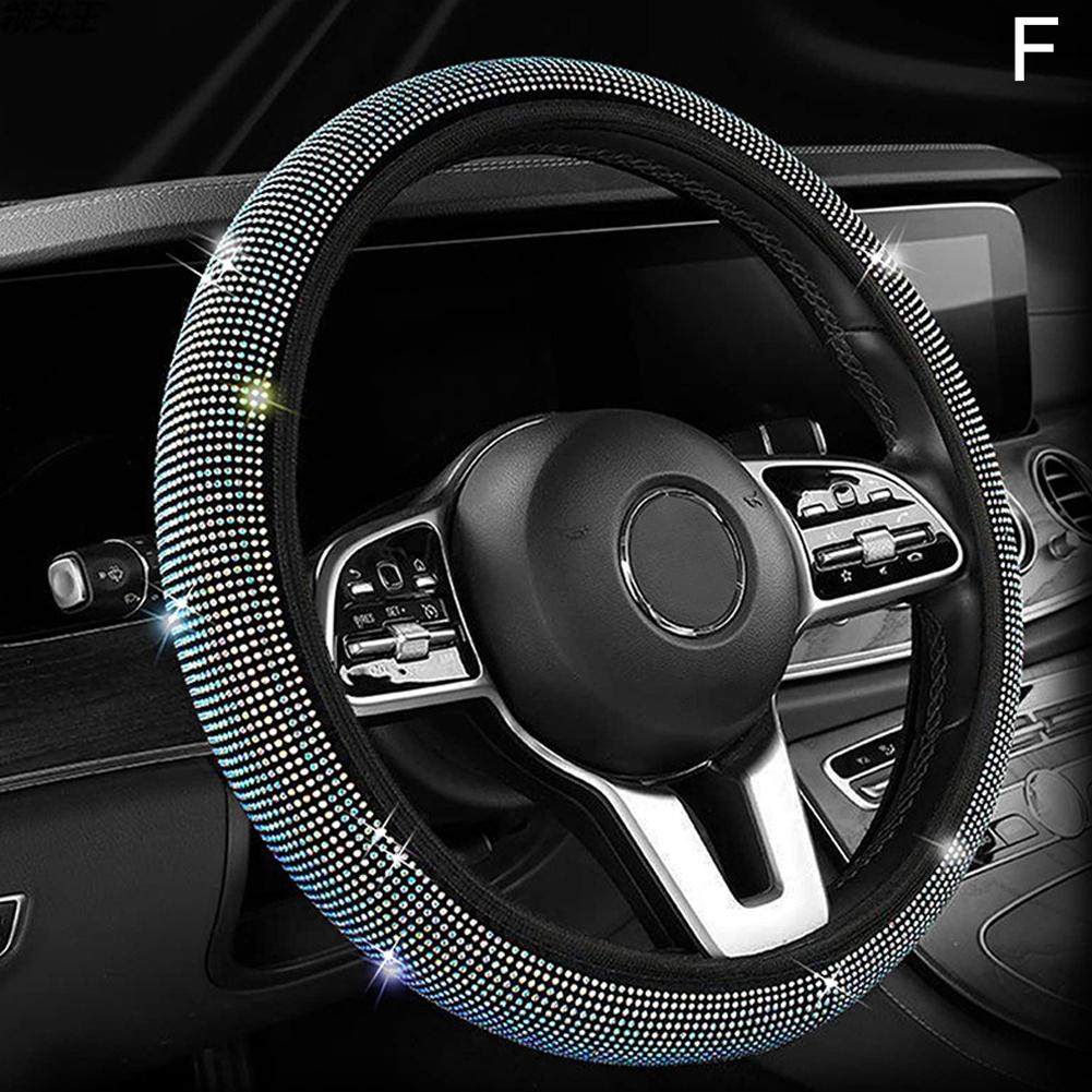 

Универсальный чехол для рулевого колеса автомобиля со стразами и бриллиантами из искусственной кожи, автомобильные аксессуары, автомобильный стиль