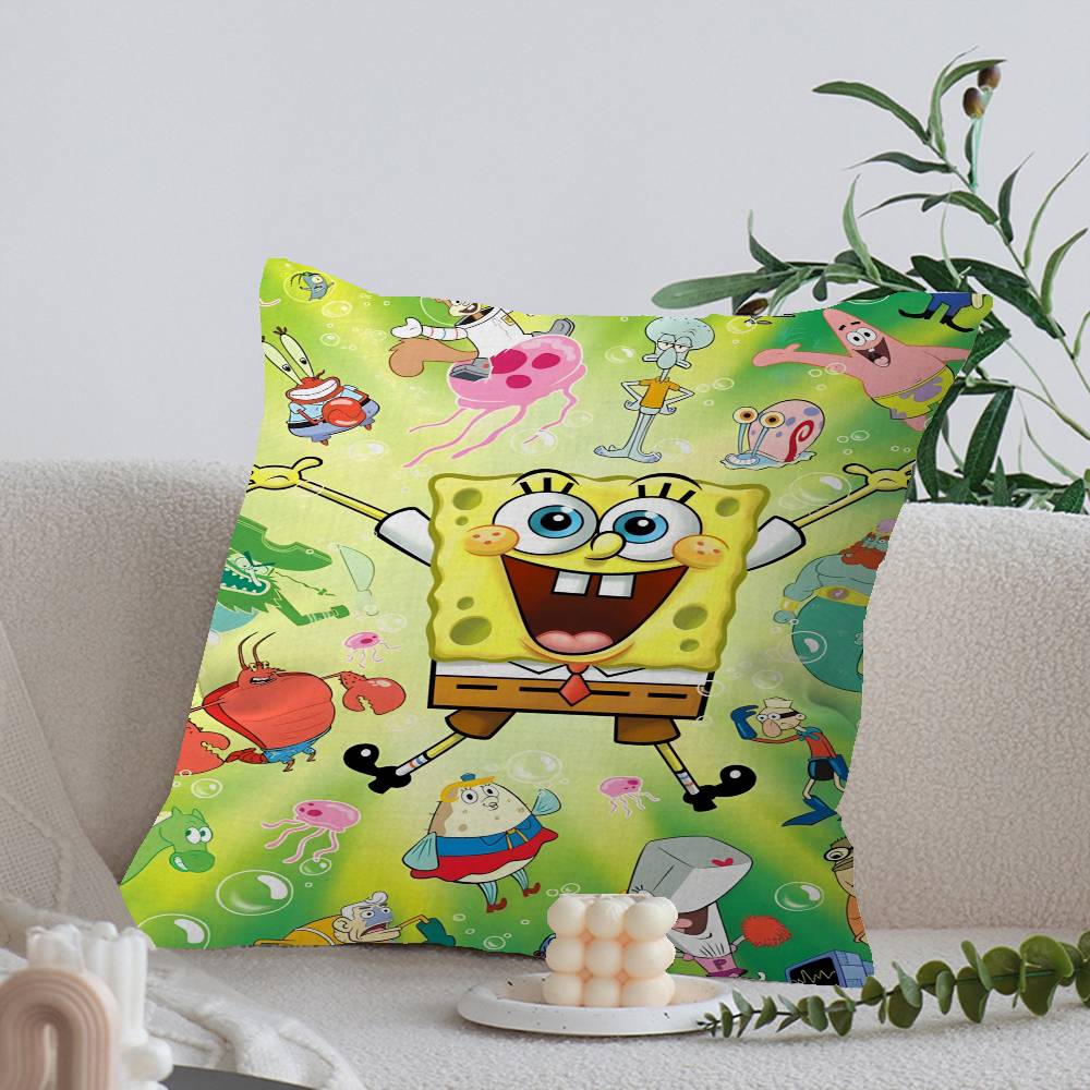 

Anime S-SpongeBob Stitch Lucky Dragon pillow cover sofa cushion cover home room decoration children gift 12x12Inch