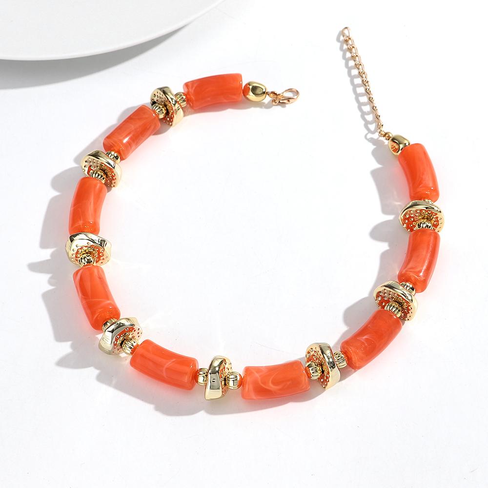 New Colorful Chunky Bamboo Tube Beaded Acrylic Choker for Women Man Statement Elbow Stack Necklace French Trendy Jewelry Gift