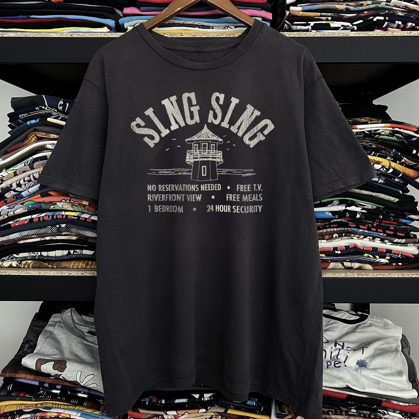 90s Sing Sing Prison Aged T-Shirt Black M M