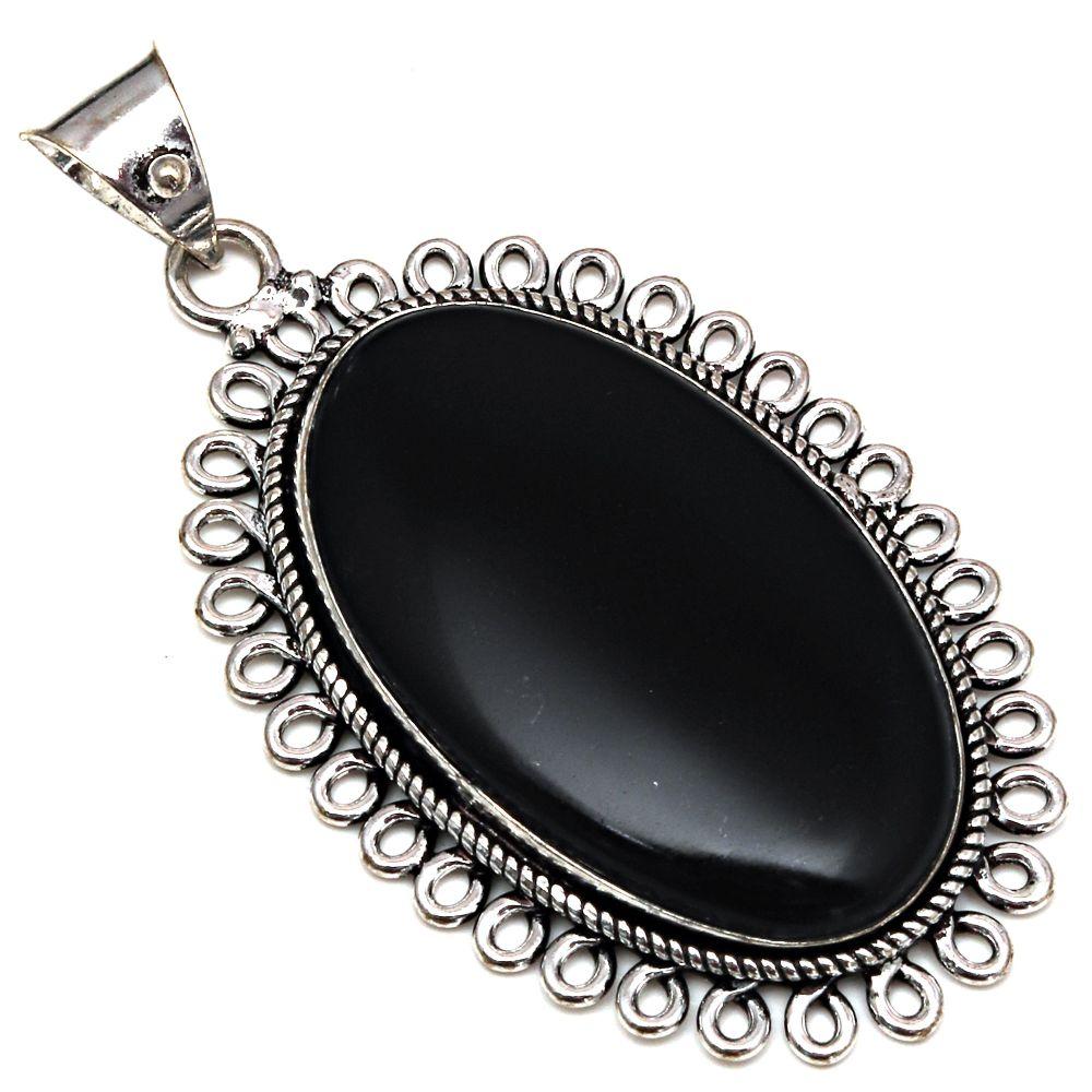 

Подвеска с черным обседианом, подарок на День матери, серебряное украшение 925 пробы, 2,25 дюйма