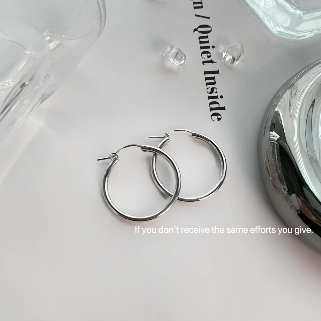 S925 Sterling Silver Timeless Classic Hoop Earrings for Women – Versatile, Simple, and Elegant Large Round Ear Jewelry