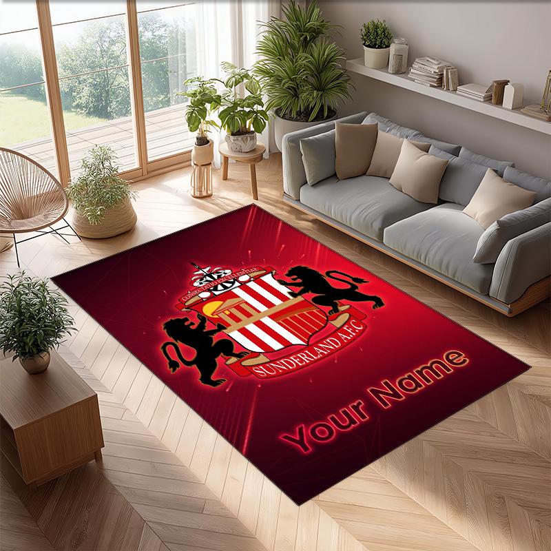 Sunderland FC Printed Crystal Velvet Rug Non‑Slip Crystal Velvet Carpet For Sofa Bedroom Indoor Home Decoration