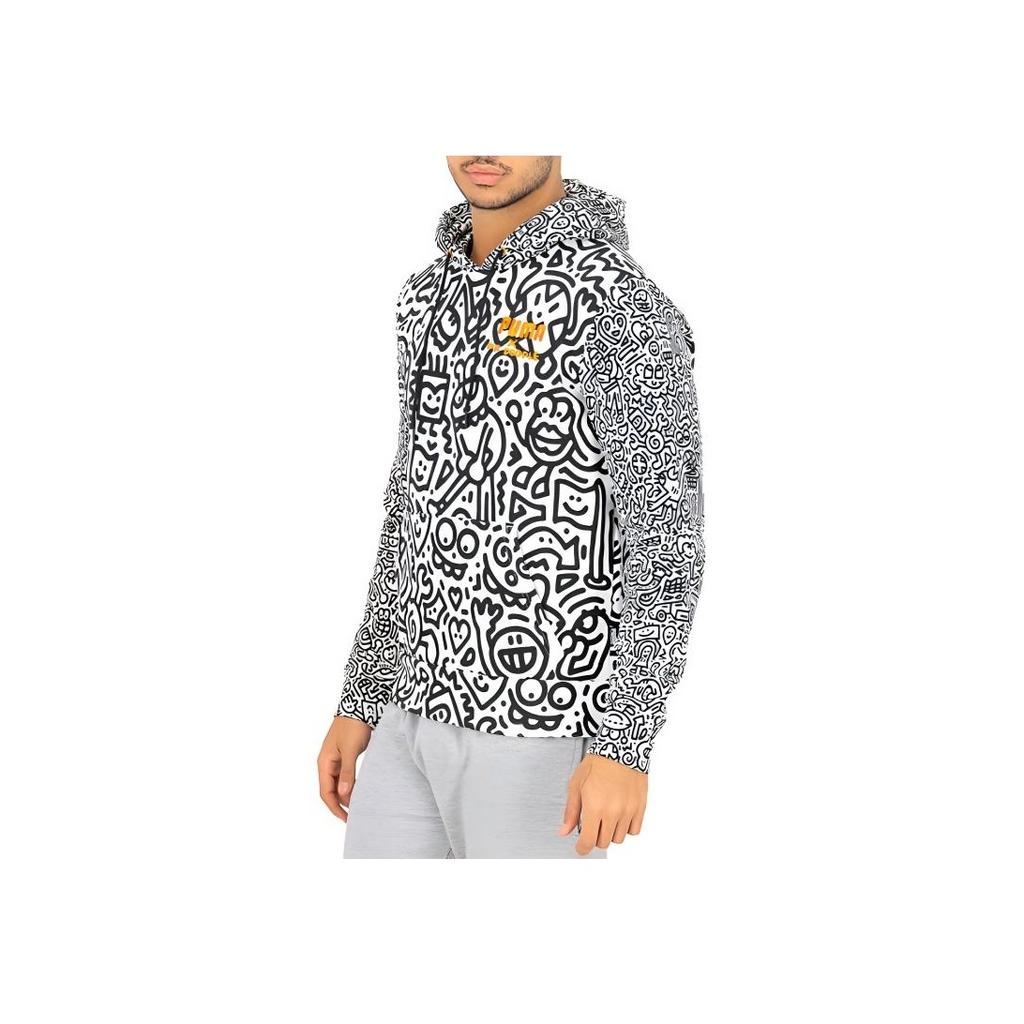 Puma X Mr Doodle Artist Edition Embroidered Logo Print Graffiti Hoodie Men Tops White 598640-02