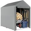 Garden Shed, Waterproof, 2 Compartments, Roll-Up Zipper Door, 120 x 179 x 165 cm, Light Grey