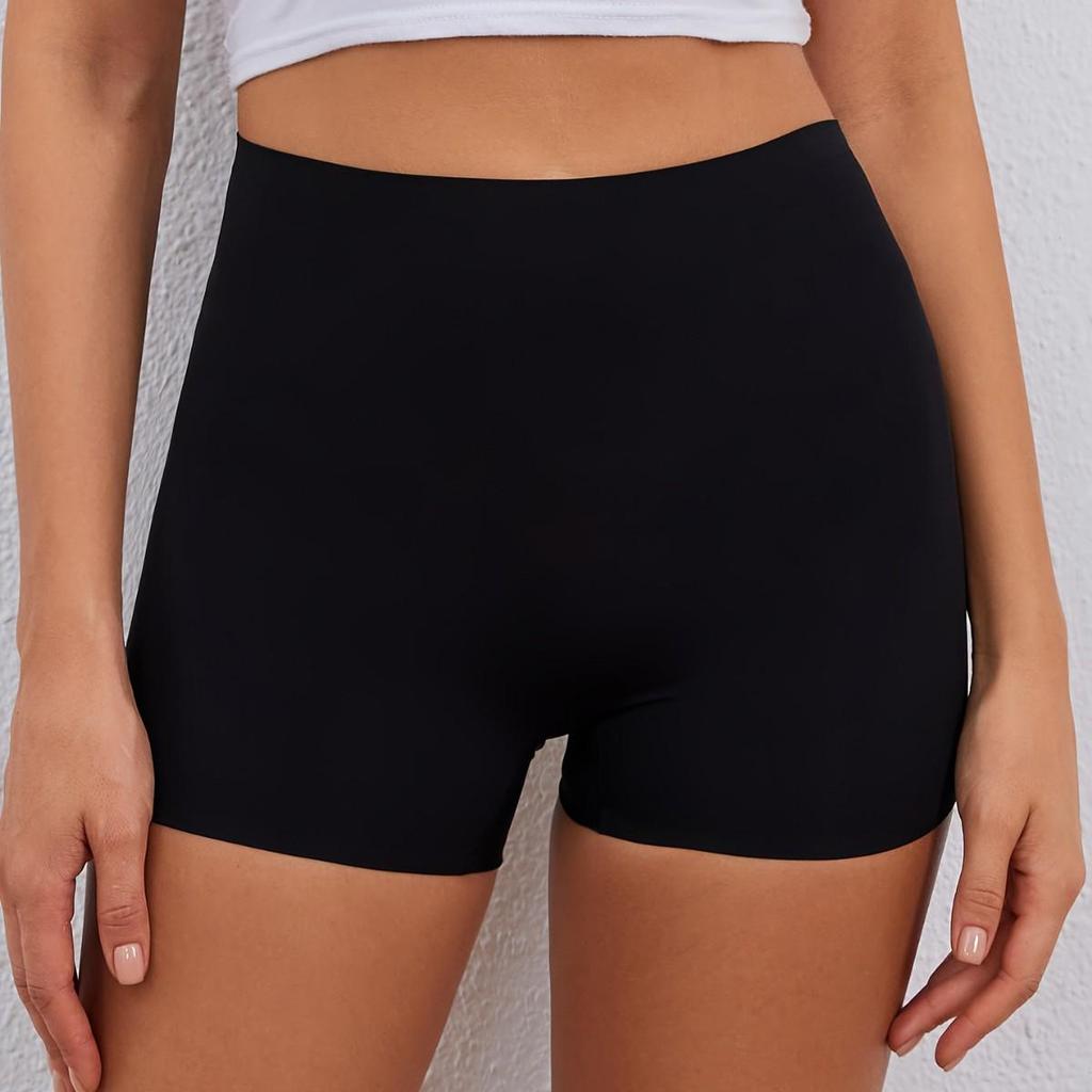 Women's No-Roll Boxer Briefs: Solid Color, Anti-Exposure, Two-in-One Safety Shorts.