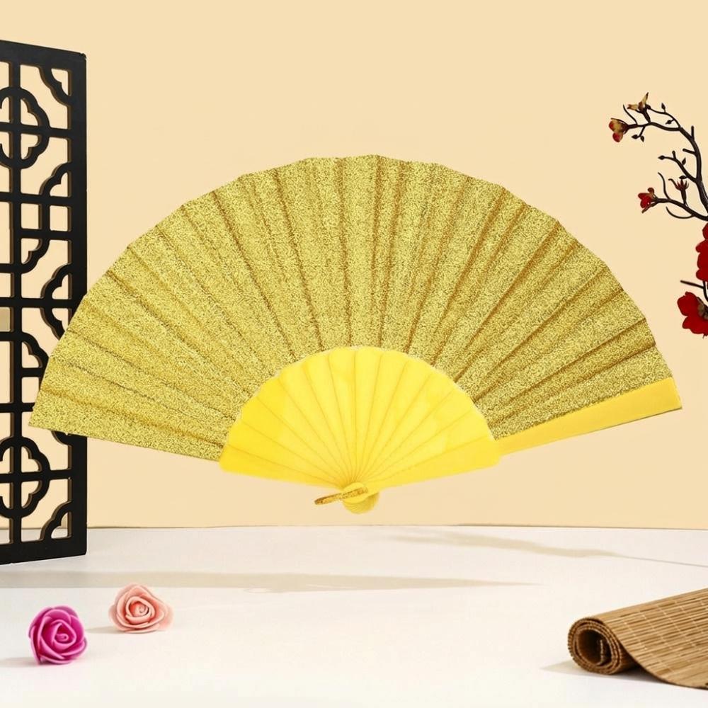 Leuchtender Falt-Handfächer Unifarbener Klassischer Fächer Leichter Kunststoff Glitzerfächer Festivals