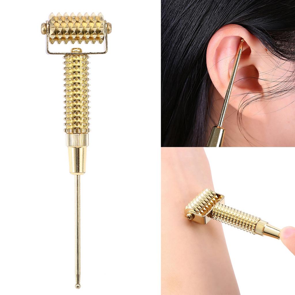 Acupuncture Points Detector Probe Facial Ear Acupoints Spring Needle Massage Roller (Gold)
