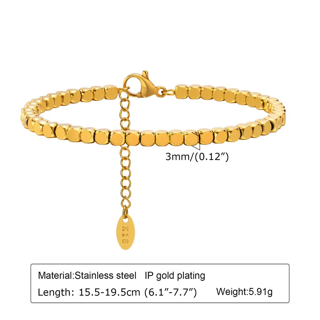 Simple And Versatile Stainless Steel Gold 18K Gold Bracelet Stacked Fashion Personality 1322