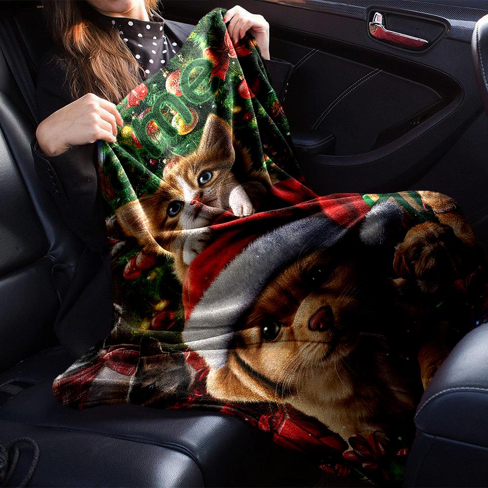 Custom Name Christmas Dog Theme Printed Blanket - Perfect for Couch, Bed, Travel & Outdoor Use | Machine Washable, Cozy & Durable.