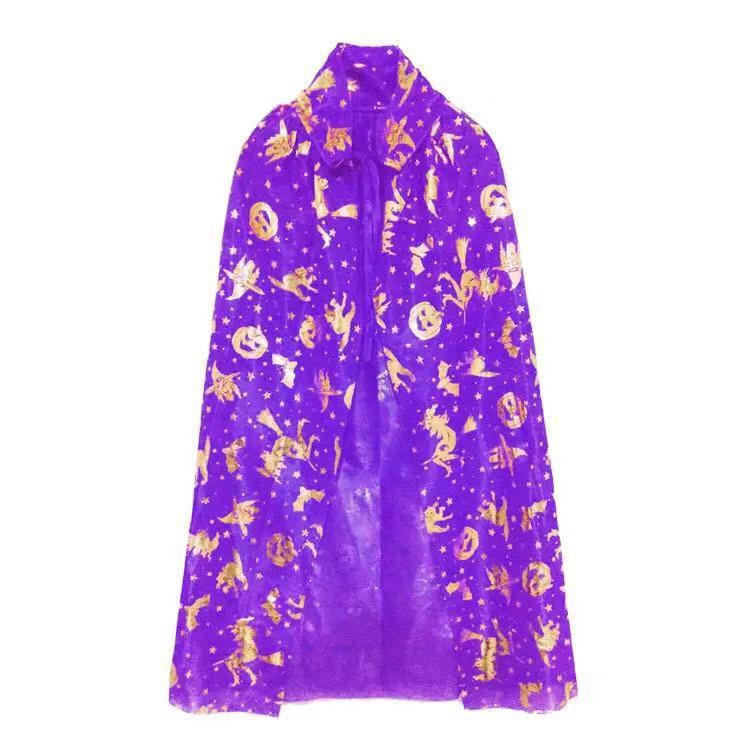 

Хэллоуинский плащ, детский, плащ ведьмы с бронзовым напылением, плащ ведьмы с тыквой и метлой, пять звезд Children 80CM