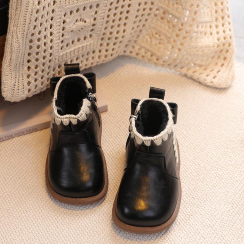 Winter Fleece-lined Cotton Shoes for Children Princess Shoes Warm Short Boots Non-slip Soft-soled Big Cotton Boots