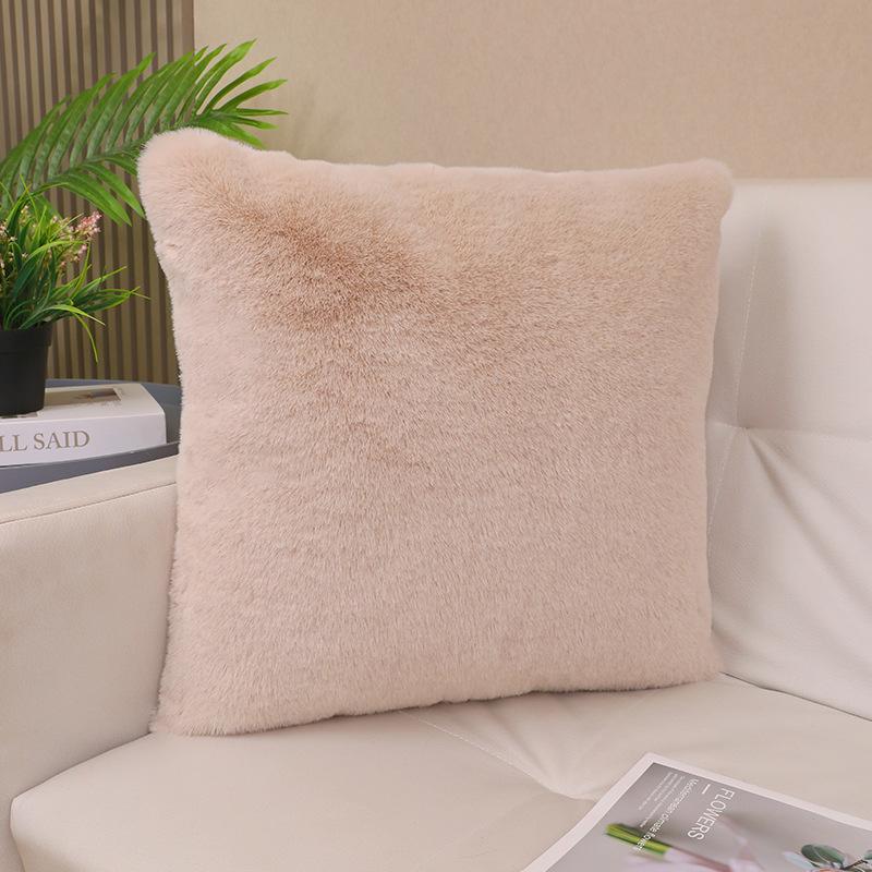 Kaninchenfell Kissen Quadratisches Kissen Wohnzimmer Sofa Plüsch Dekoration Erkerfenster Kissen Kissen Weiche Bettseite Rückenlehne Abnehmbar und Waschbar