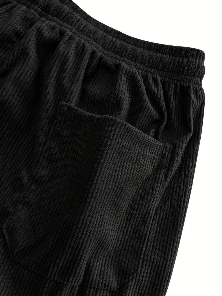 European Men's Corduroy Loose-Fit Casual Pants - Comfortable Autumn Trousers with Logo