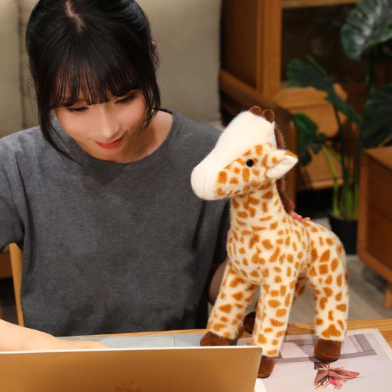 Plush Giraffe Doll Soft Cute Stuffed Giraffe Standing Plush Animal Toy Fluffy Giraffe