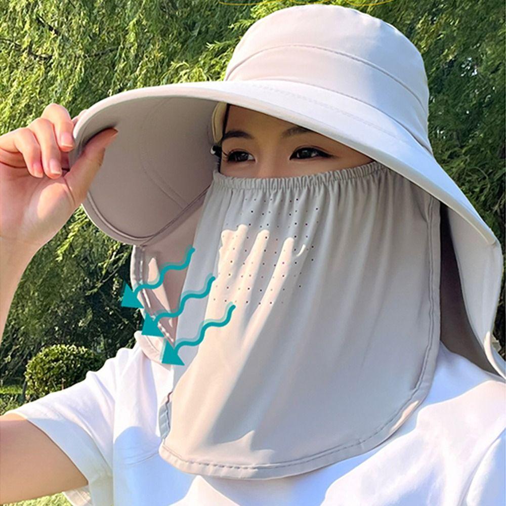 Foldable Shawl Fisherman Hat Wide Brim Anti UV Tea Picking Hat Neck Face Protection Breathable Ice Silk Sunscreen Hat for Women