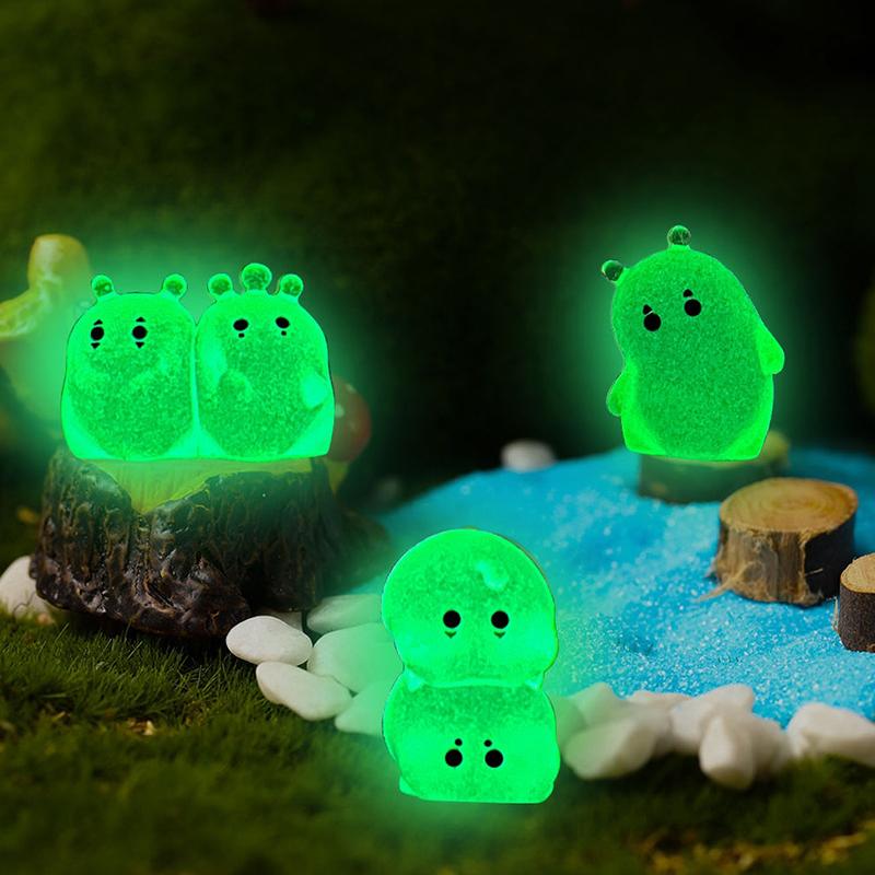 6 Stück Niedliche Mini Gespensterfigur Leuchtendes Alien Ornament Mikro Landschaft Dekoration Puppenhaus Miniatur Spielzeug