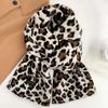 Autumn & Winter Retro Leopard Print Knitted Scarf Women's Korean Style Preppy Warm High-End Neck Warmer & Shawl
