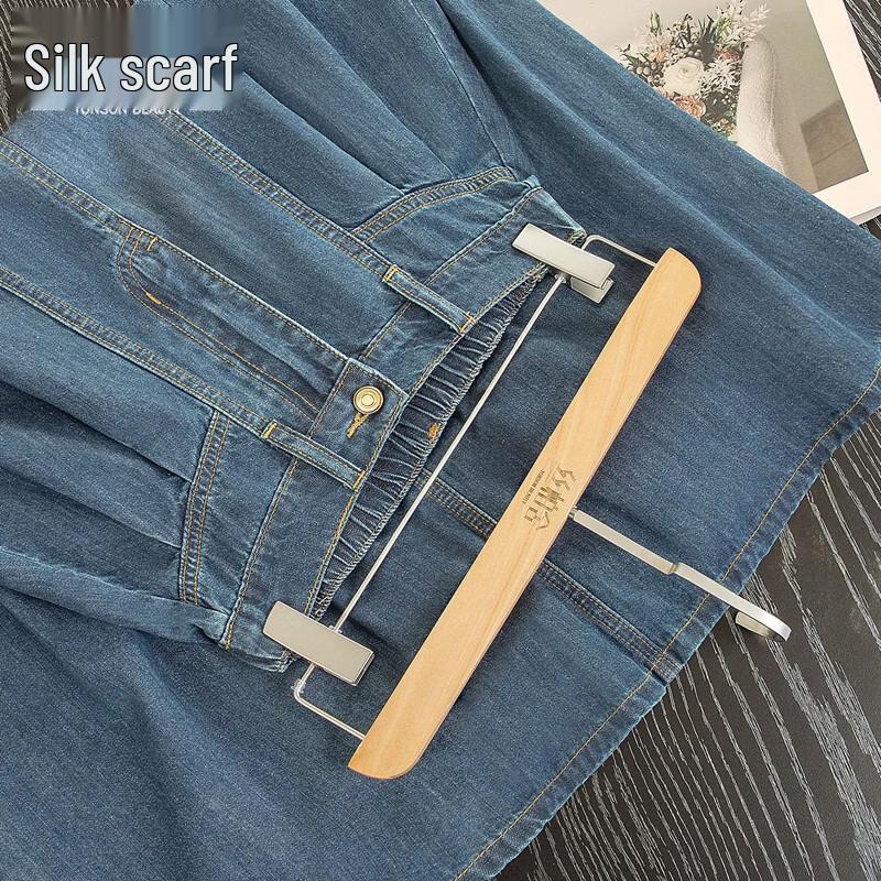 

Женская джинсовая юбка миди с высокой талией, сшитая из стираного денима XL