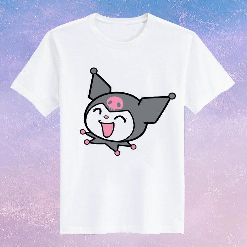 Childrens Pure Cotton Short Sleeved Japanese Cute Rabbit Cute Cute Kuromi Cartoon Printed Parentchild Tshirt Half Sleeve