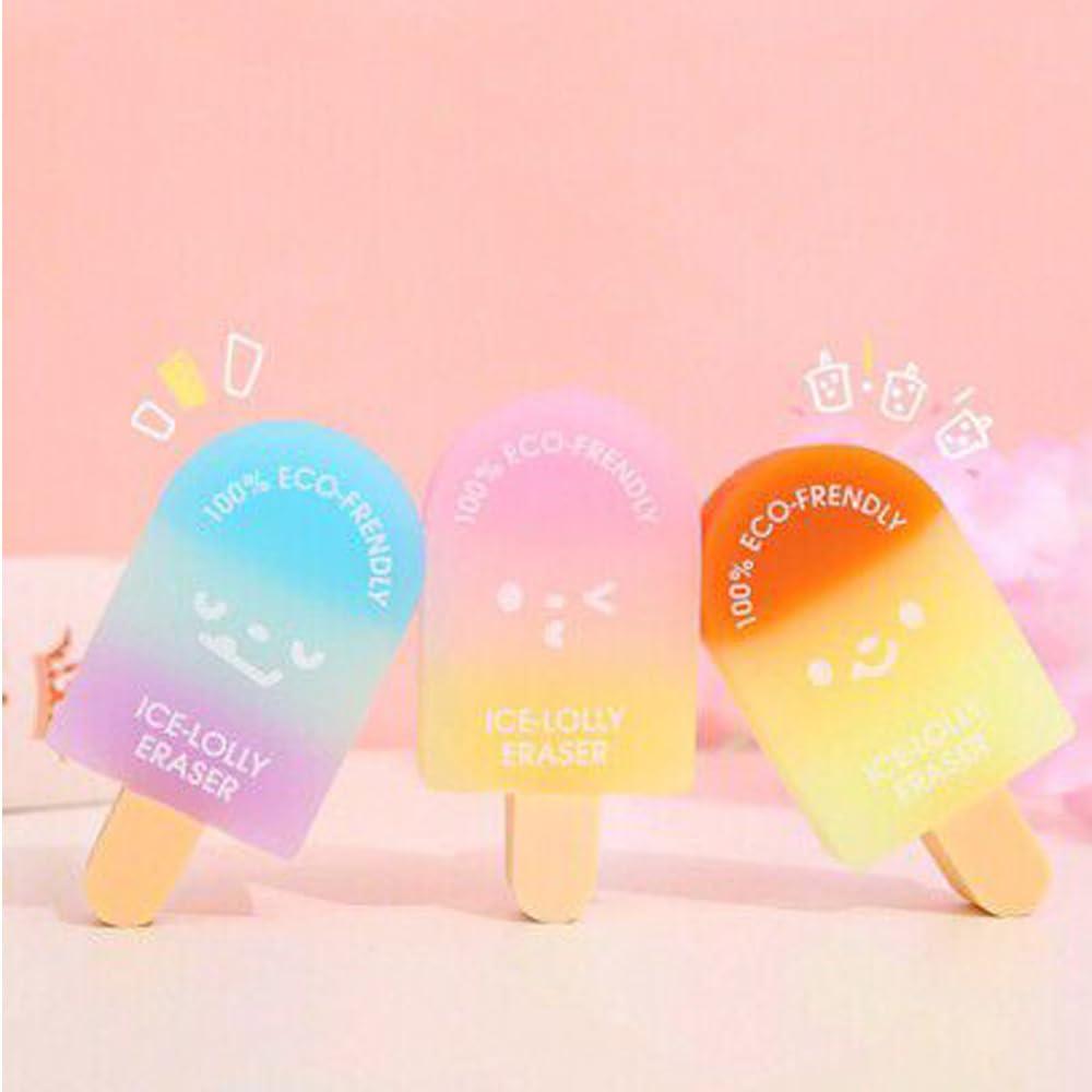 RSINC Eco Ice Lolly Erasers – Fun for Kids, Friendly for Earth | Kids' Favorite! 1 Ice Lolly Erasers by RSINC | Fun, Cute, and Planet Friendly (3 pcs)