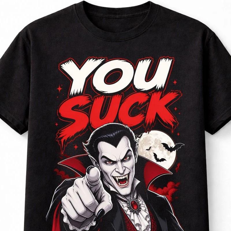 You Suck Vampire Dracula Gothic Horror Funny Halloween Unisex TShirt S