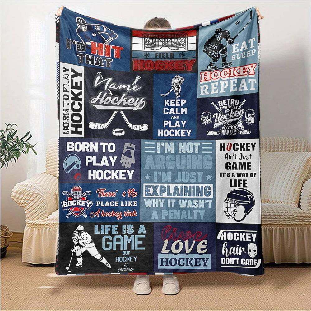 Hockey Quotes And Designs For Sports Enthusiasts Cozy Customize Your Name Soft Warm Cozy Versatile For Sofa Couch Office Bed Picnics For All Occasions