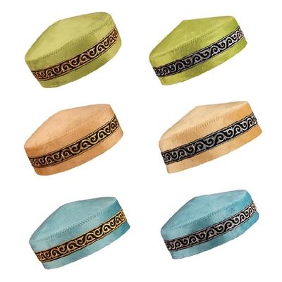 Stilvolle Unisex Kippa Totenkopfmützen Atmungsaktives Polyester Traditionelle Kopfbedeckung In Reichhaltigem Blau Bestickte Mütze