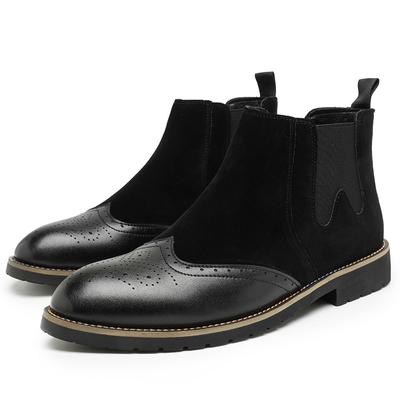 FashionBritish Trend Men Ankle Boots Suede Leather Botas Masculinas Spring Autumn Men Boots High Top Men Chelsea Boots Big Size 38-46