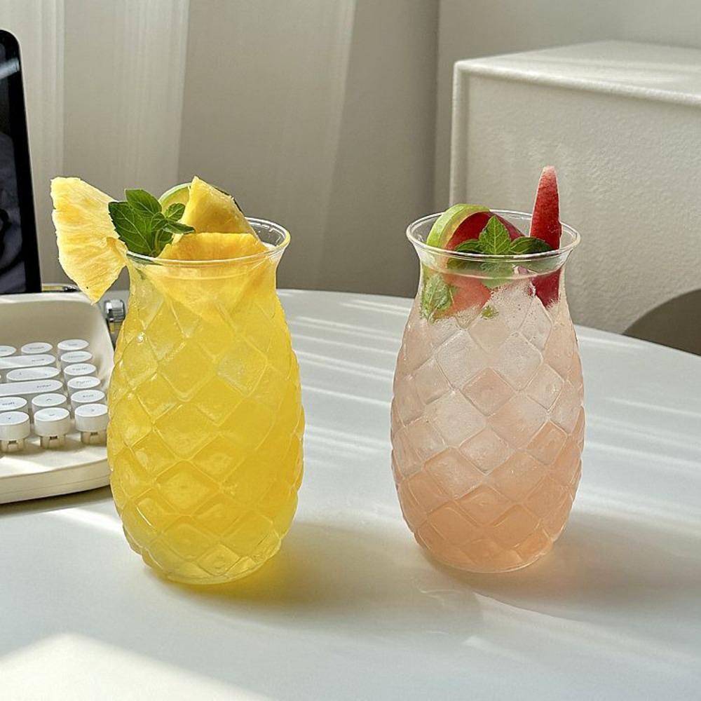 with Straw Pineapple Shaped Glass Cup 480 ML Coffee Mug Creative Water Cup  Restaurant