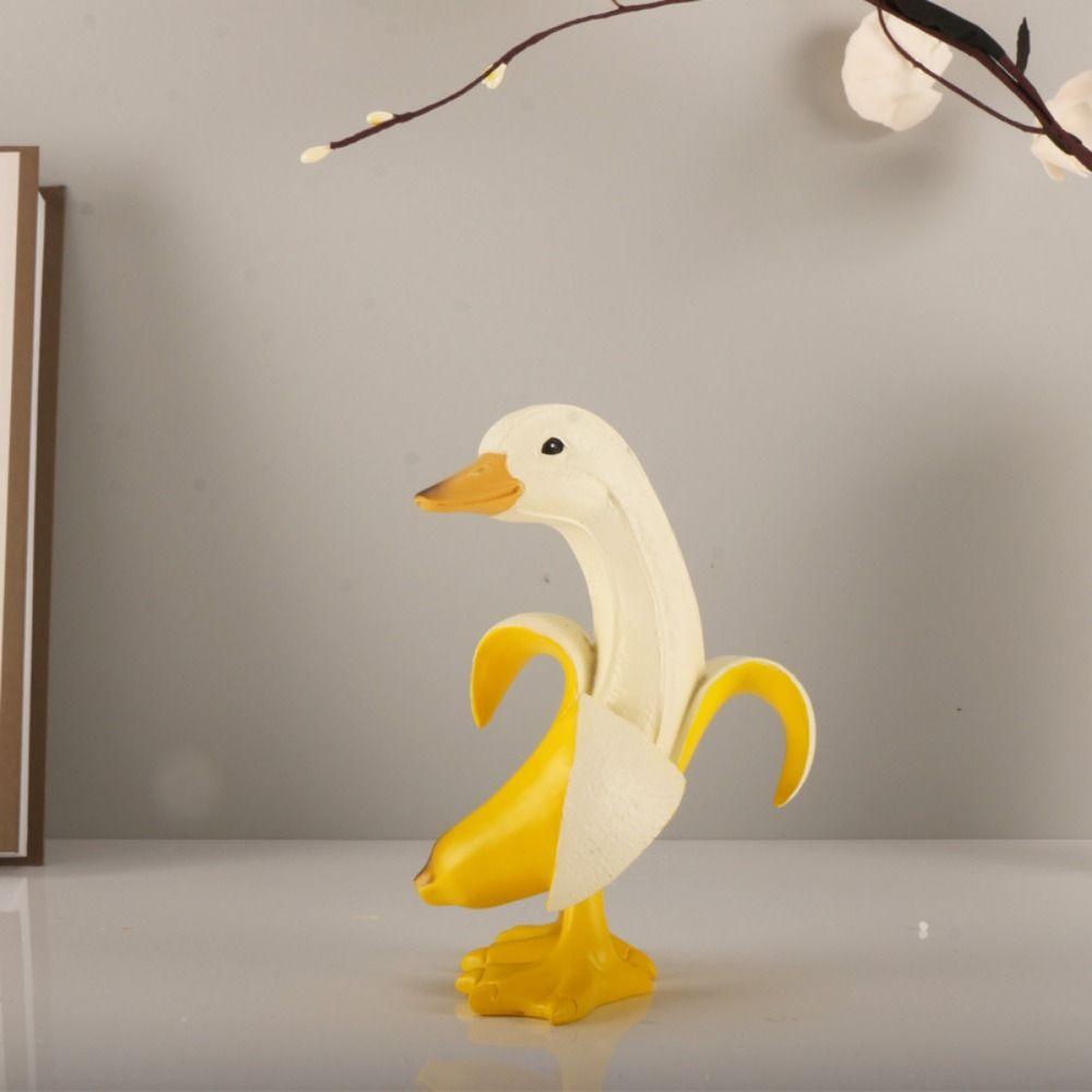 Cute Banana Duck Figurines Resin Animal Ornaments Fashion Cartoon Banana Duck  Birthday Gift