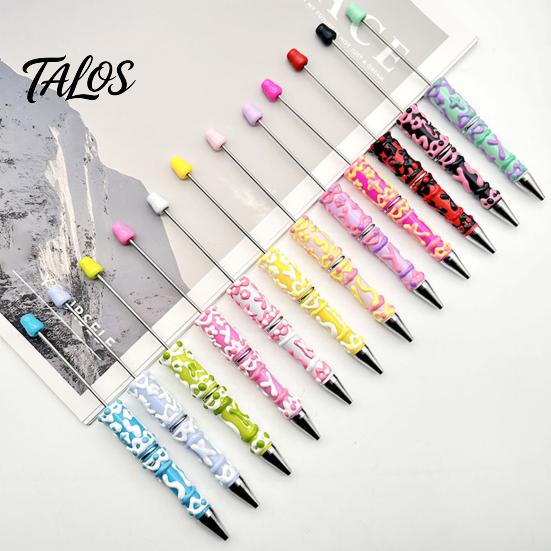 Smooth Ink Ballpoint Pen DIY Beadable Pen, Plastic Beaded Black Writing for Students Teens Teachers School Office Supplies Unique Hand-painted