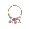 Jewelry Fashionable Golden Stainless Steel Bracelet Women Featuring Minimalist Beaded Design Heart-and-Cherry Zircon