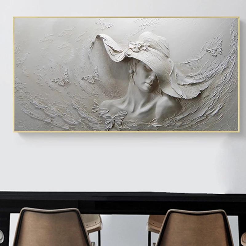 Retro Abstract Art Girl Canvas Painting Home Living Room Bedside Bedroom Decoration Wall Poster Flat Picture Creative Artwork