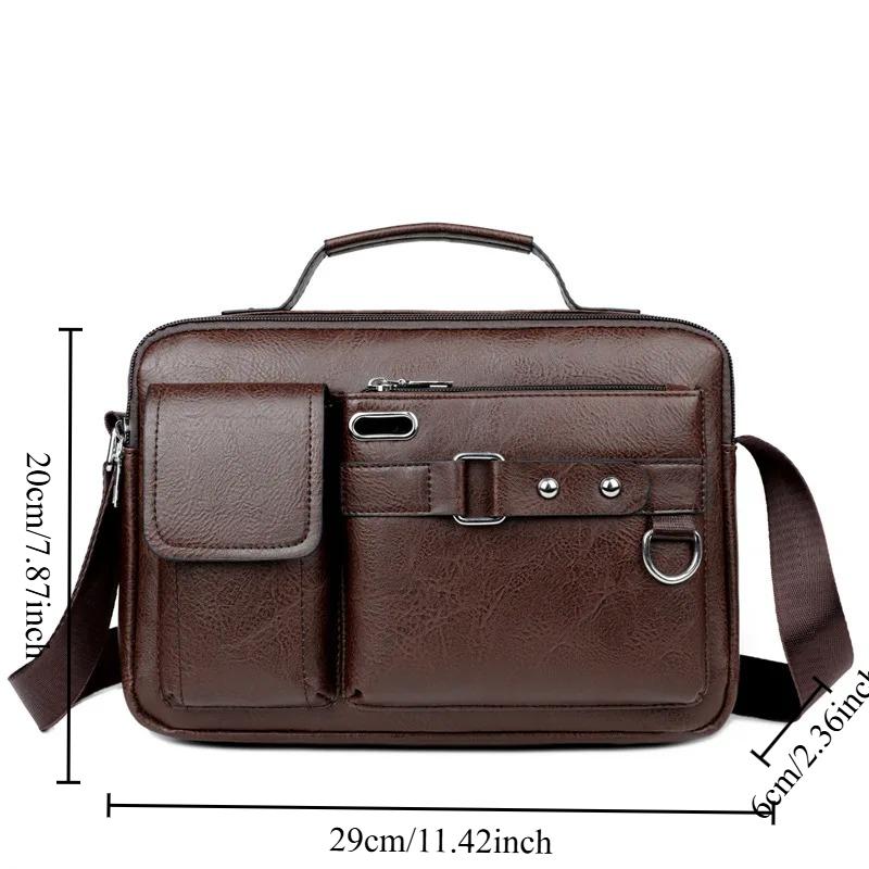 

Men s Retro Messenger Bag with Waterproof Design Large Capacity Laptop Briefcase for Office Work Travel and School коричневий