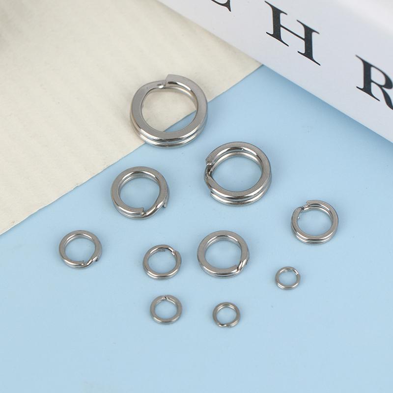 Fishing Split Rings 100Pcs Stainless Steel Lure Rings Saltwater Terminal Tackles Split Rings Fishing Connectors Snap Rings