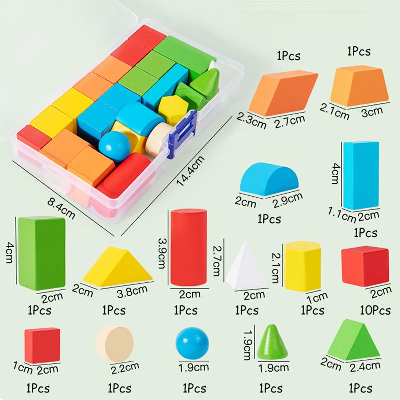 16/24/38Pcs  Wooden Building Blocks Set Assembled Building Blocks Baby Shape Color Early Educational Toys Gifts for Children