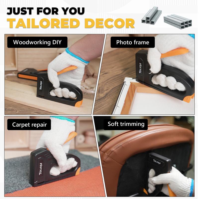 TOLESA Heavy Duty Staple Gun Kit 4 in 1 Upholstery Manual Stapler Gun with 2000 Staples for Wood Carpentry Crafts Wall DIY